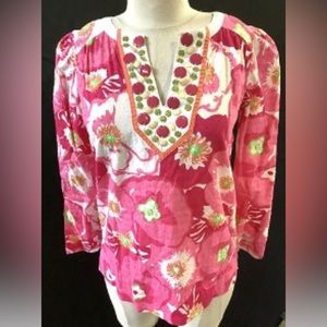 Lilly Pulitzer Cotton Tunic w Disc Detail, EUC Size Medium